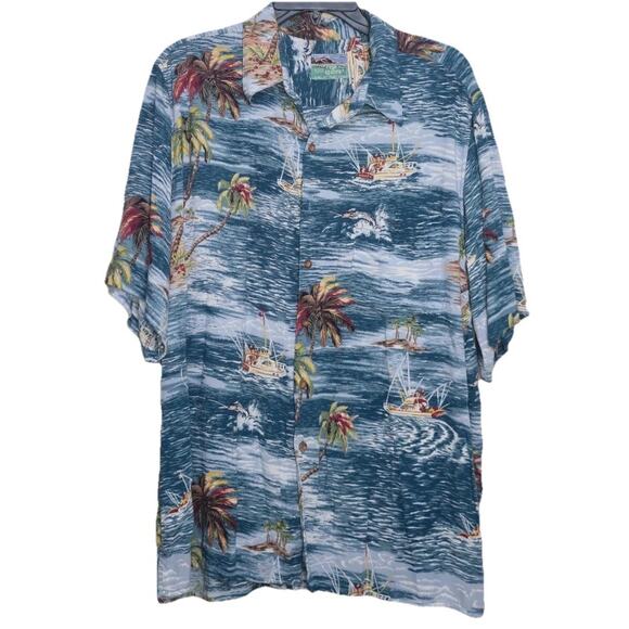 Reyn Spooner Hawaiian Print Button Up Short Sleeve Shirt - Men’s Size L - Picture 1 of 5